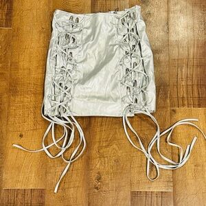 Fashion Nova Metallic Silver Skirt